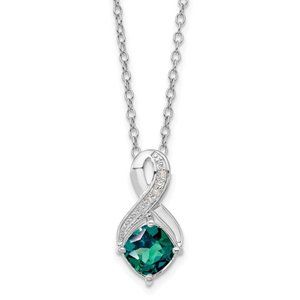 925 Sterling Silver Alexandrite and Diamond Pendant Necklace June birthstone